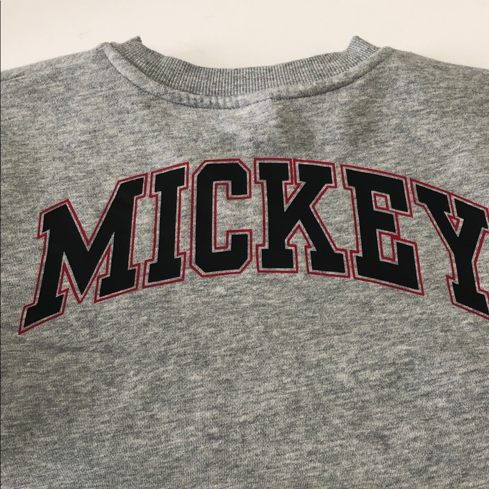 Disney Mickey Mouse Crewneck Sweatshirt Kids Large (10–12) Heather Grey - Picture 8 of 9